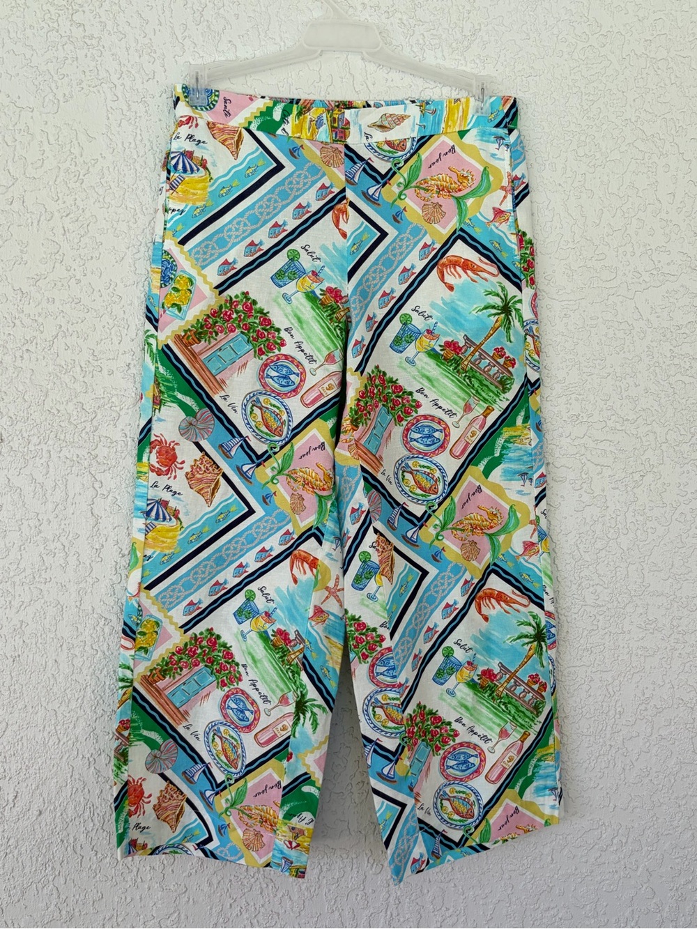 Talbots linen blend  Tropical Print Wide-Leg Bottoms - Multicolor size MP
